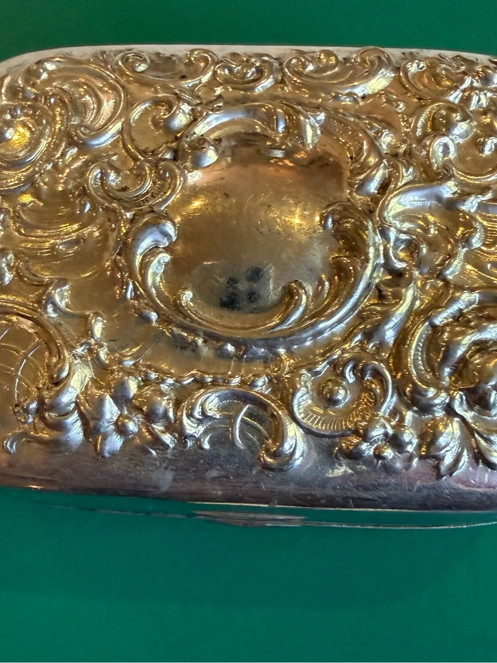 Antique Victorian Art Nouveau Silver- Plated Traveling Soap Box Trinket Casket
